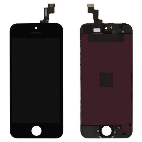 Дисплей для Apple iPhone 5S, iPhone SE, чорний, з рамкою, Оригінал (переклеєне скло) Прев'ю 1
