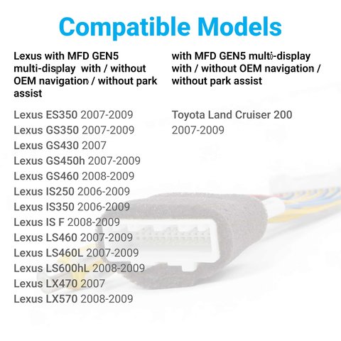 Задня камера для Toyota Land Cruiser 200 Lexus ES350 IS250 IS350 IS F LS460 LS600hL у комплекті з кабелем 28 пінів для під'єднання Прев'ю 1
