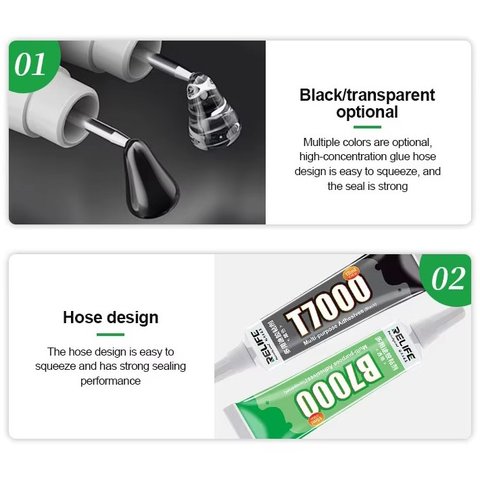 Adhesivos sellador RELIFE T7000, para pegar pantallas táctiles, LCD, 15 ml, negro Vista previa  4