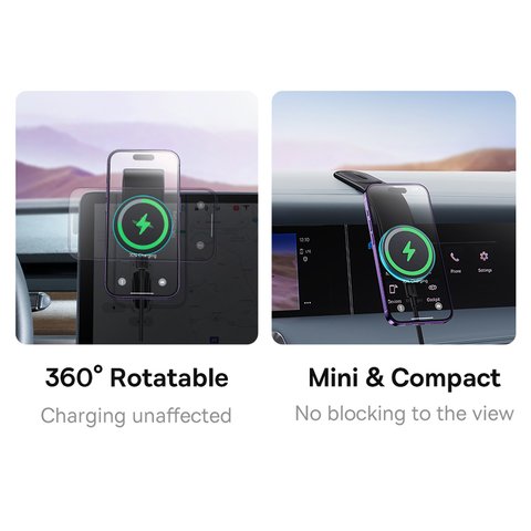 Автомобільний тримач Baseus C02 Pro Magnetic, чорний, магнітний, клейка основа, з безпровідною зарядкою, з USB кабелем тип-C, 15 Вт, #C40156000111-00 Прев'ю 2
