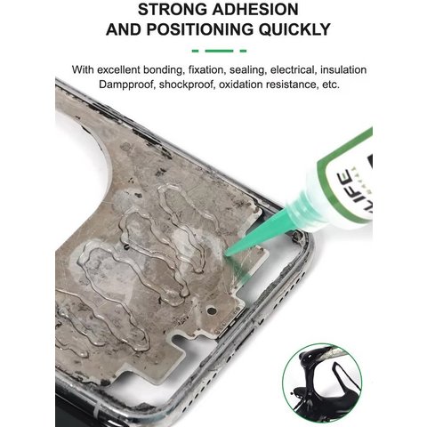 Клей RELIFE RL-035A, полиуретановый, черный, для приклеивания задних крышек, для дисплейных рамок, 30 мл Превью 3