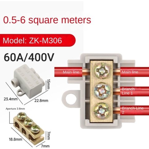 Клемма силовая вводная  ZK-M306, 0,5–6 мм², 60 A, 400 В Превью 1
