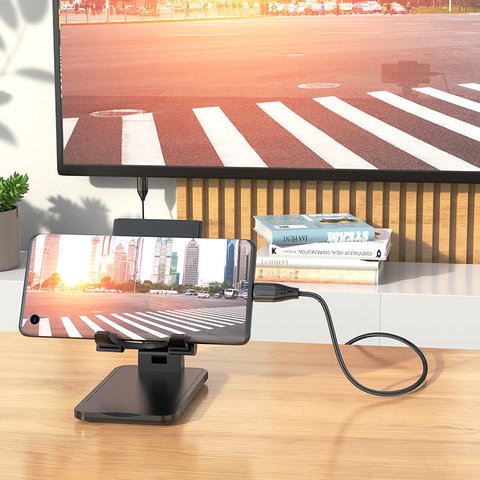 Адаптер Hoco UA16, для проектора, для монітора, USB тип-C, HDMI, сірий, 4K, #6931474755025 Прев'ю 2